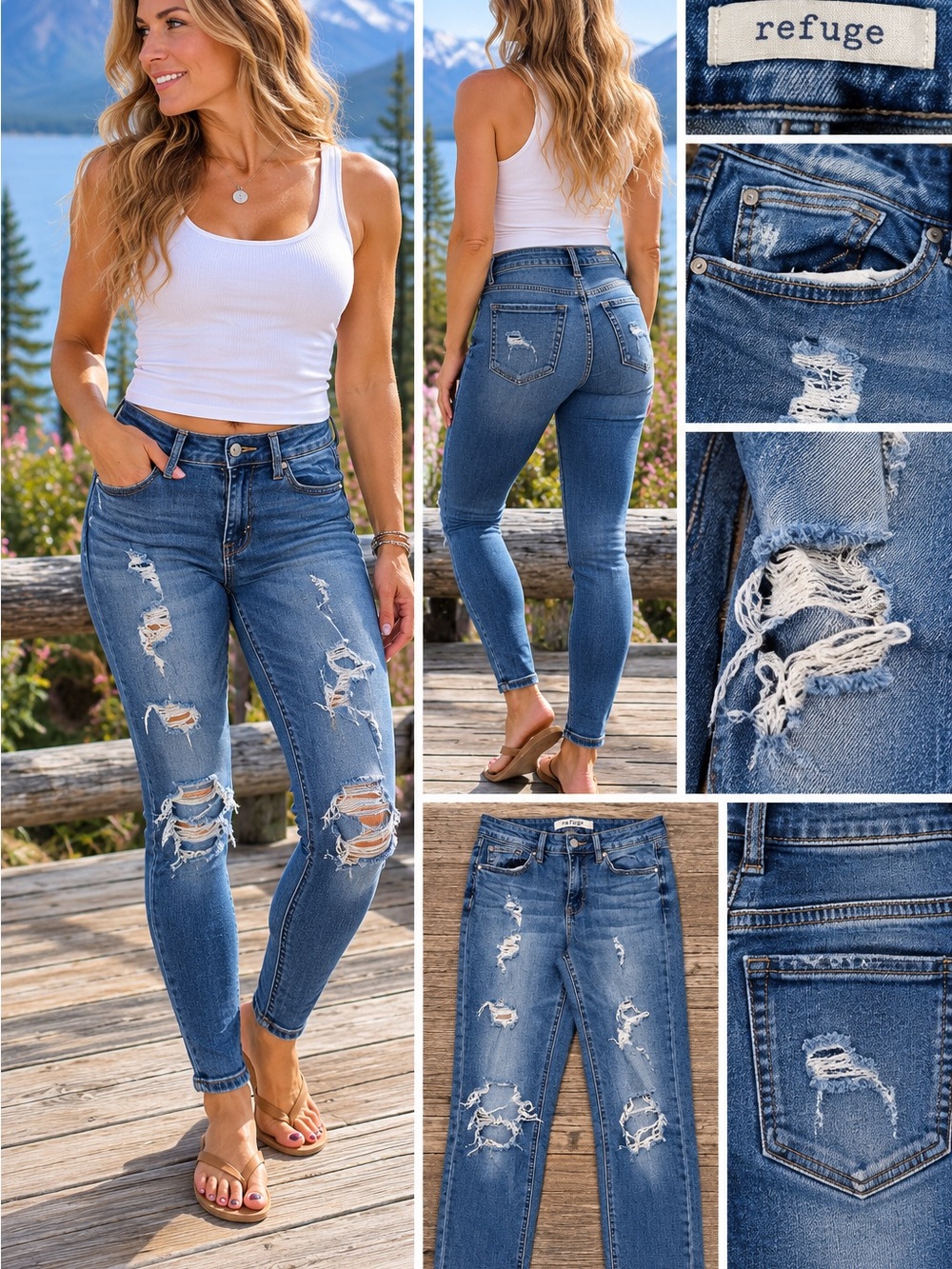 refuge Blue Ripped Skinny Jeans women size 8